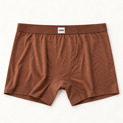 Cocoa bamboo boxer briefs, flat lay