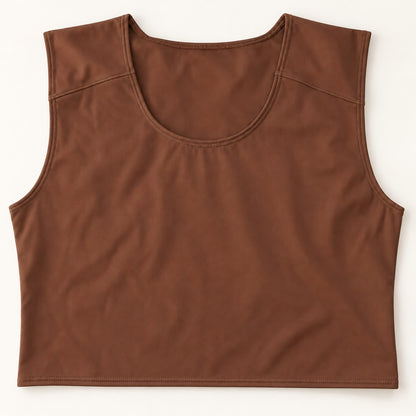 Cocoa chest binder, flat lay