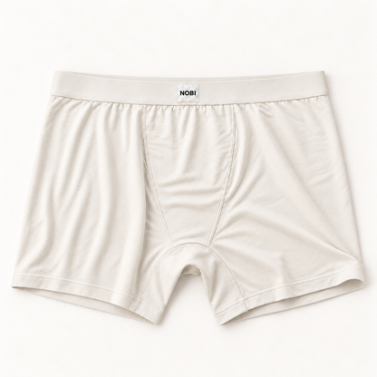Ivory bamboo boxer briefs, flat lay